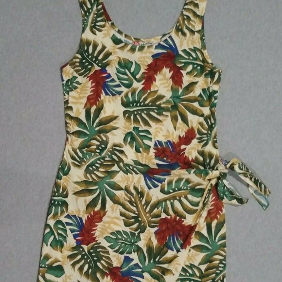 Hilo Hattie Hawaiian Red Ginger Faux Wrap Dress - Picture 2 of 12